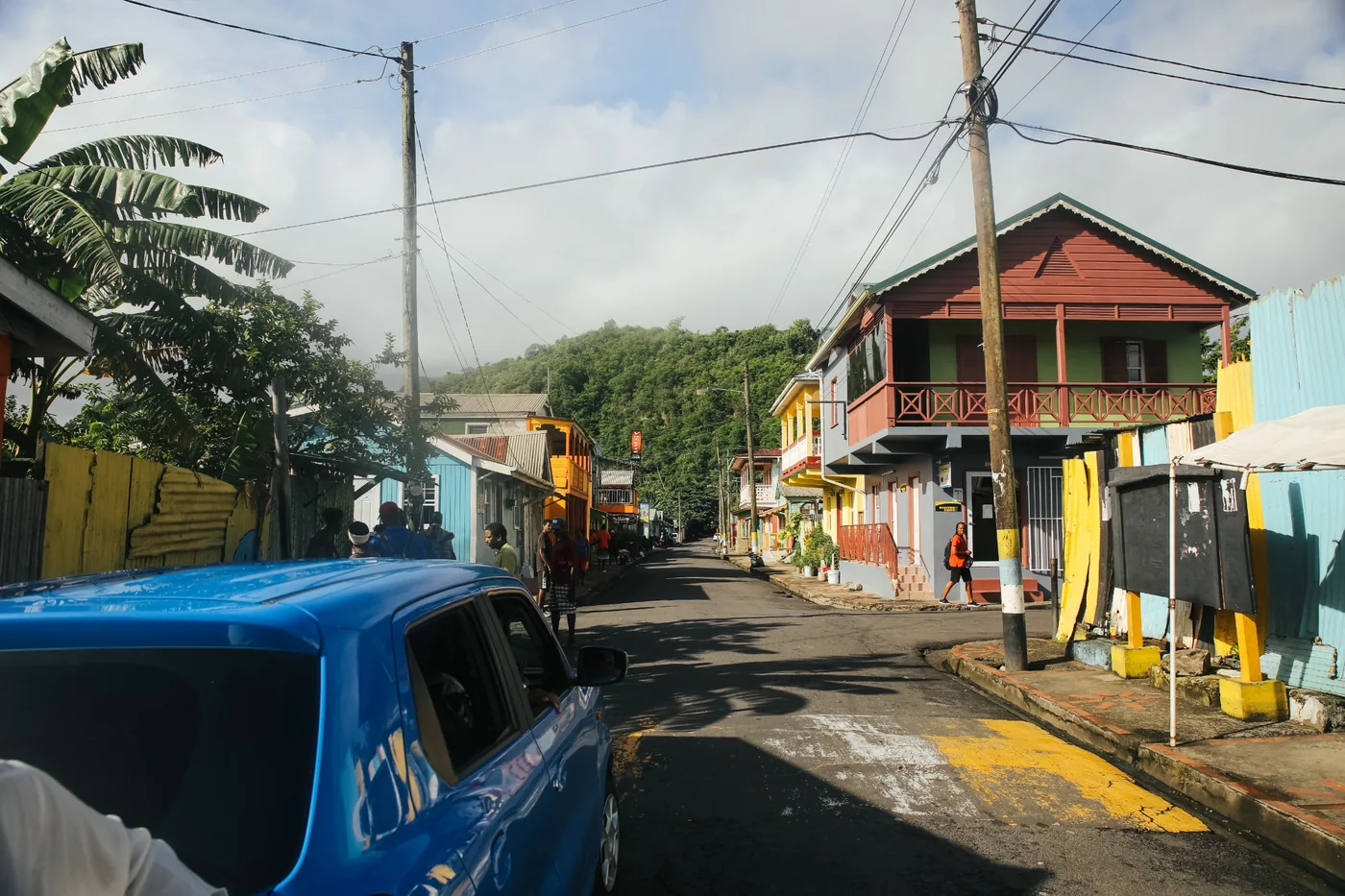 Colorful street and local architecture in Saint Lucia